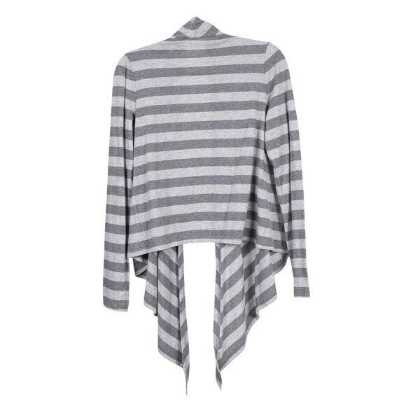 Xersion Yoga Cardigan M Womens Gray Striped Open Front Waterfall Cotton Blend - Picture 5 of 5